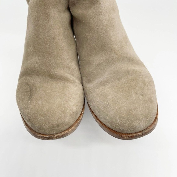 Madewell Pauline Suede Ankle Boots Shoes Sz 7 Taupe Tan Back Zipper Heels Casual - Picture 3 of 10